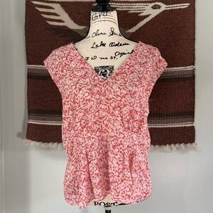 Rebecca Taylor Silk Provence Floral Block Print V-Neck Top